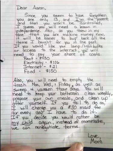 Mom Leaves Note On “Disrespectful”