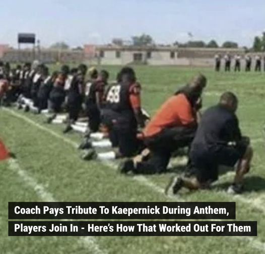 Coach Pays Tribute To Kaepernick During Anthem, Players Join In