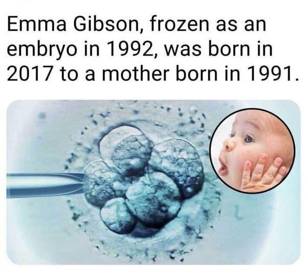 Old Frozen Embryo Develops New Baby