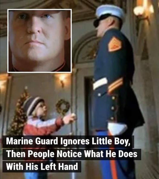 Marine Ignores Little Boy, Then People Notice What He Does With His Left Hand