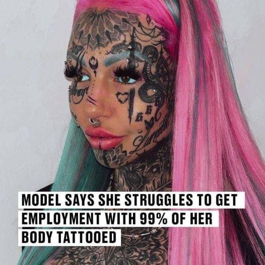 Model Amber Luke Says She Struggles To Get Employment With 99% Of Her Body Tattooed