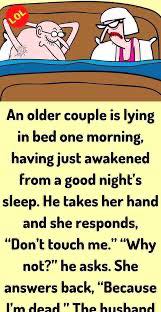 An Older Couple Is Lying In Bed.