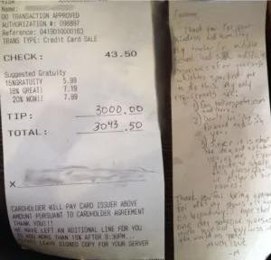 Waitress finds $3,000 tip from stranger— Then reads his 3 ‘requirements’