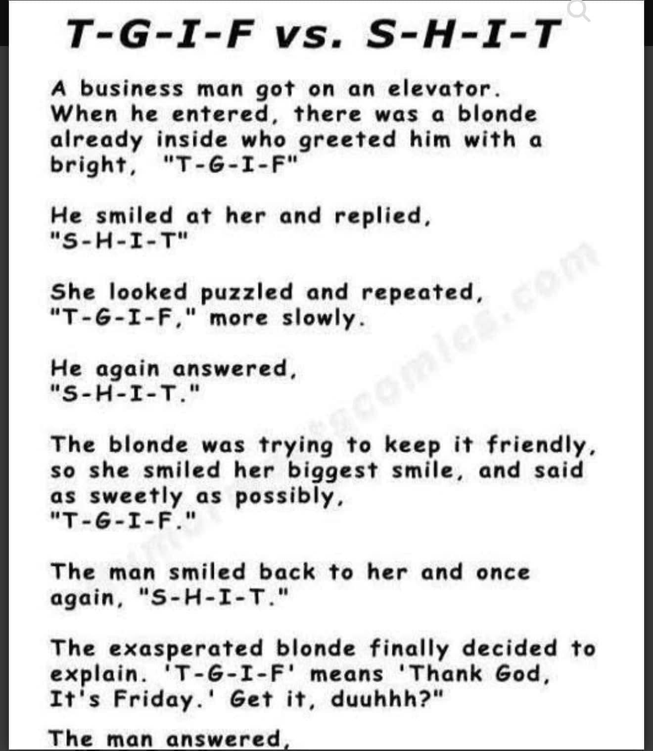 T-G-I-F Gone Wrong: A Hilarious Elevator Encounter