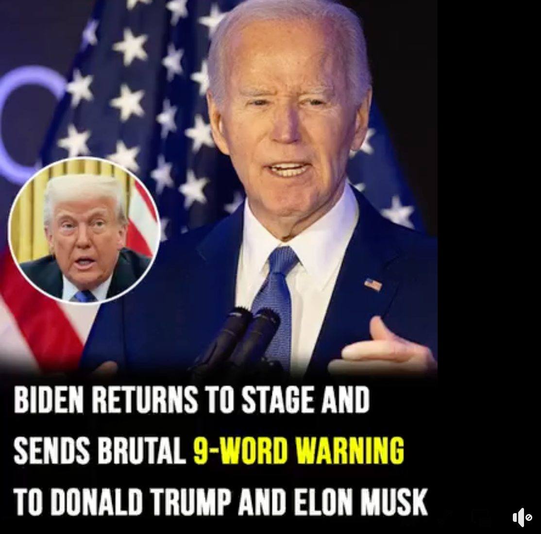 Biden returns to stage with brutal warning for Donald Trump and Elon Musk