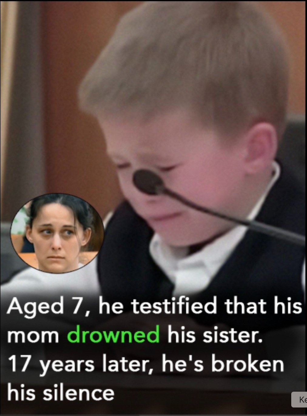 Boy who watched mom drown sister tells full story years later