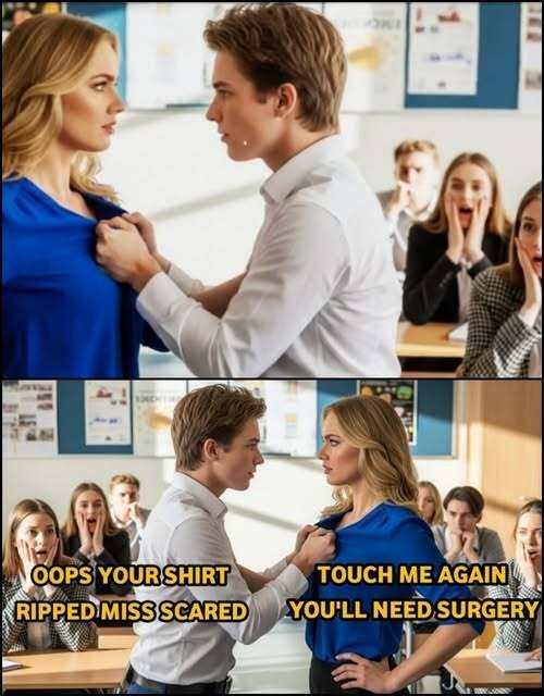 Bullies RIPPED the new teachers shirt in class, A minute later they regretted it greatly