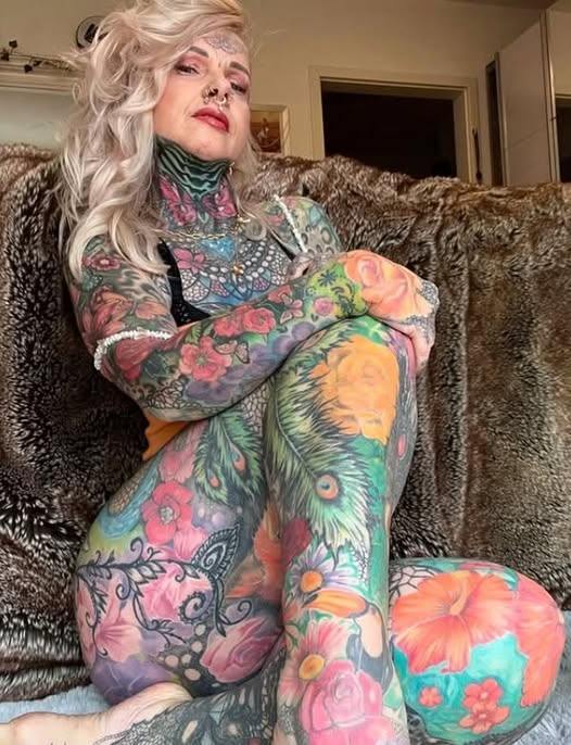 Grandma reveals what she looked like before full body tattoos!