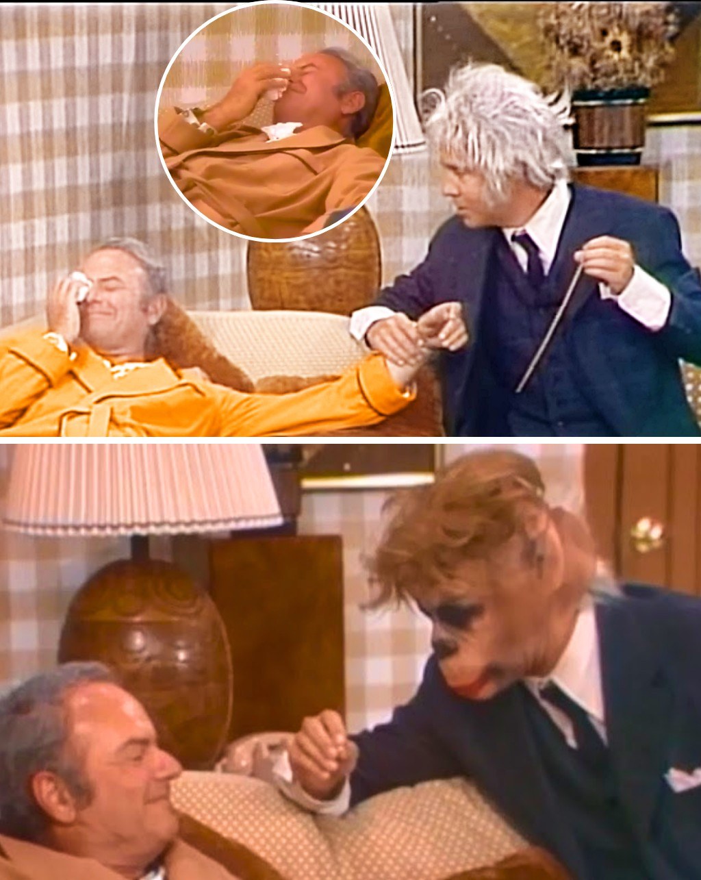 One unforgettable night on television turned into pure comedy gold. When Tim Conway appeared as the “world’s oldest doctor,” his painfully slow walk and exaggerated seriousness immediately set the tone. Harvey Korman struggled to stay in character, clearly realizing what was about to happen. As Conway continued his routine with perfect timing, laughter spread through the studio. Actors, crew members, and the audience were all caught in the moment, creating a scene fans still remember as one of television’s funniest unscripted performances.