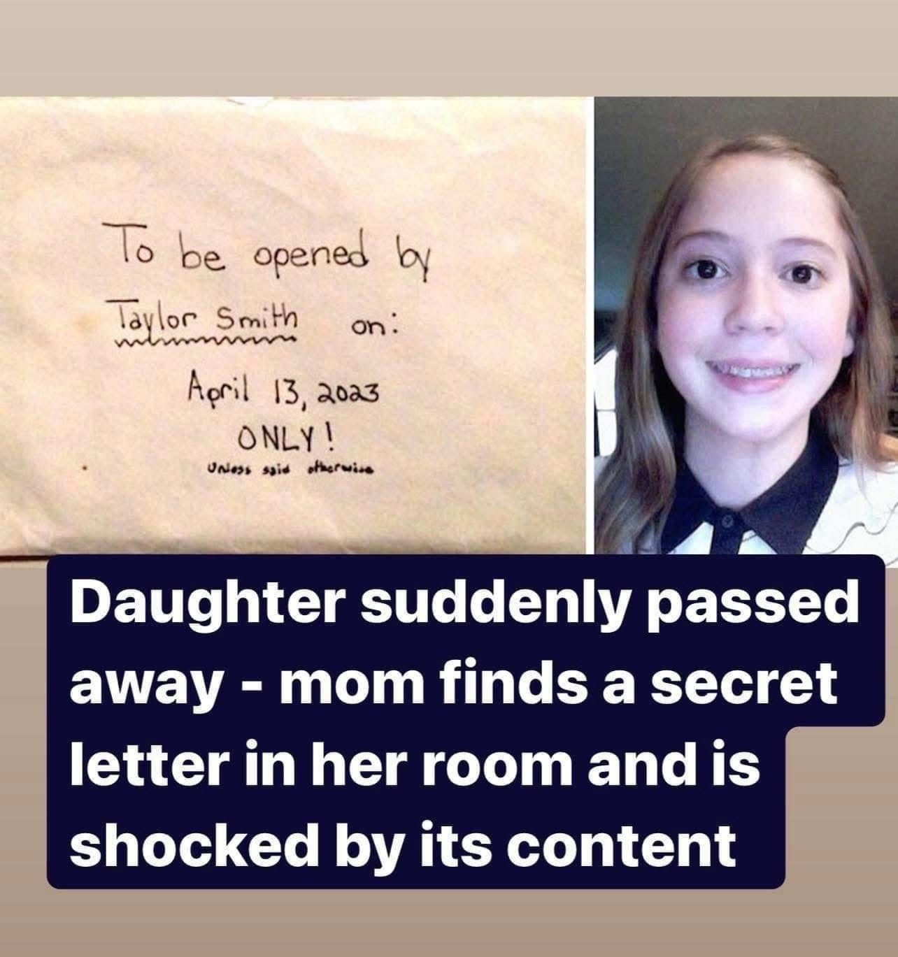 Heartbroken parents discover hidden letter their daughter wrote to her future self at 22