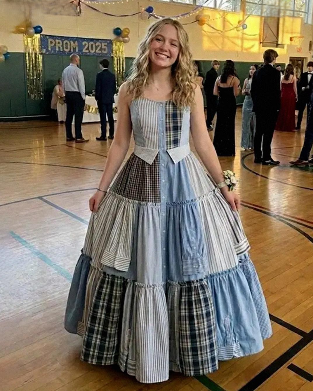 I Turned My Dad’s Shirts Into a Prom Dress – The Laughs Stopped When the Principal Spoke