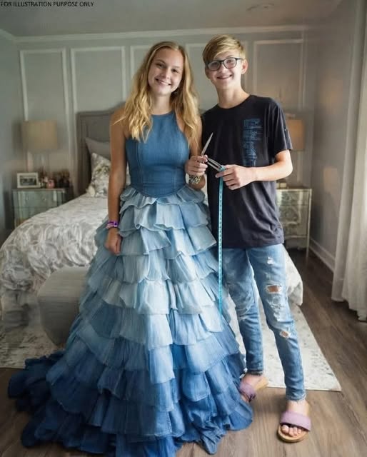 My Stepmom Refused to Give Me Money for a Prom Dress – My Brother Sewed One from Our Late Mom’s Jeans Collection, and What Happened Next Made Her Jaw Drop