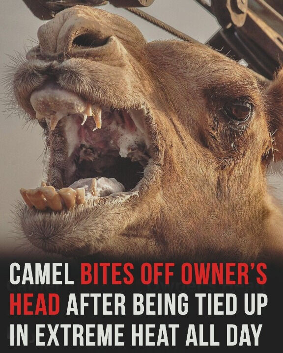 After being restrained for hours in extreme temperatures, a mistreated camel lashed out at its owner.