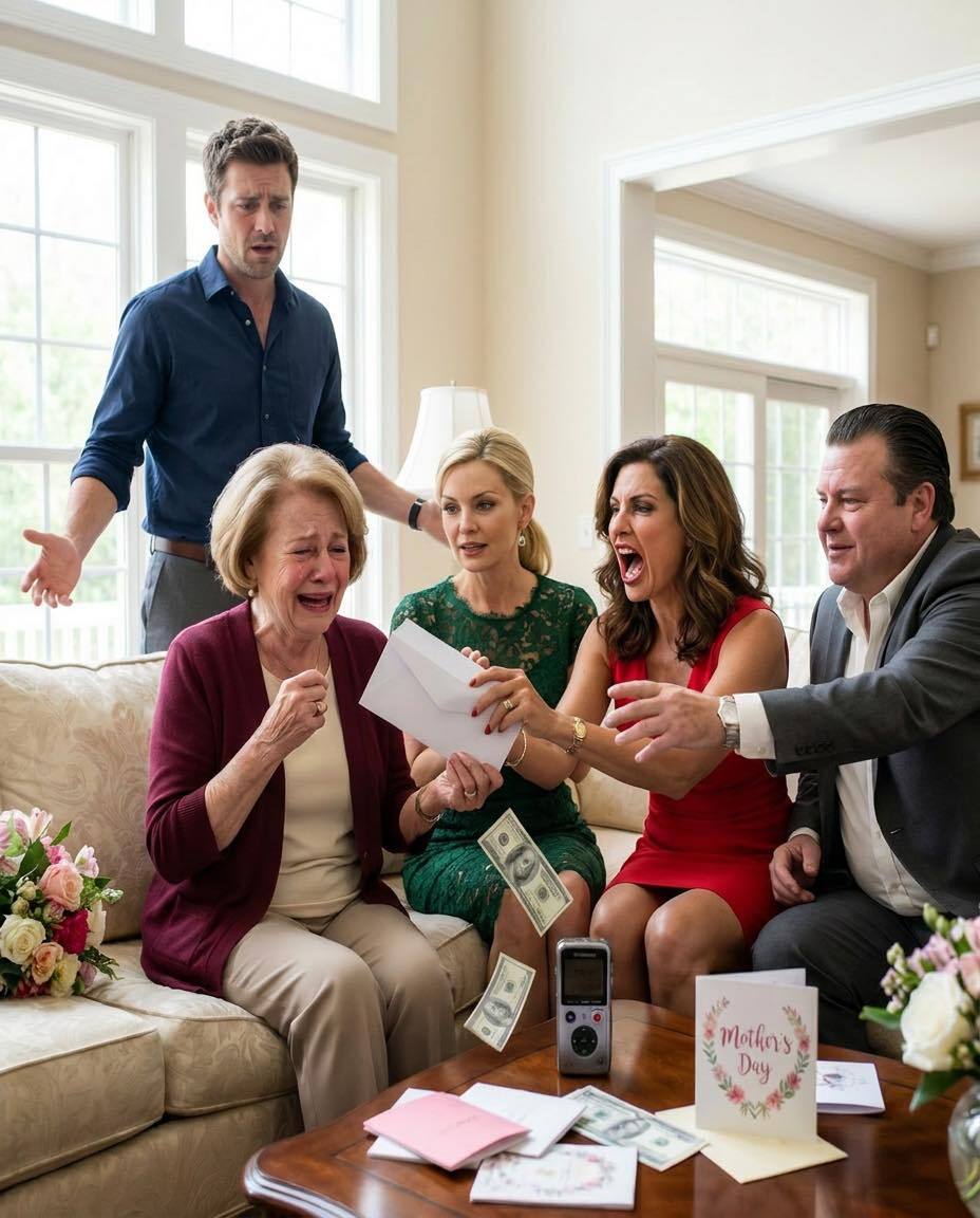 “This is for you, Mom,” my son said, handing me $25,000 for Mother’s Day. But my daughter-in-law grabbed the money, gave it to her parents, and looked proud—until I burst out laughing and said…