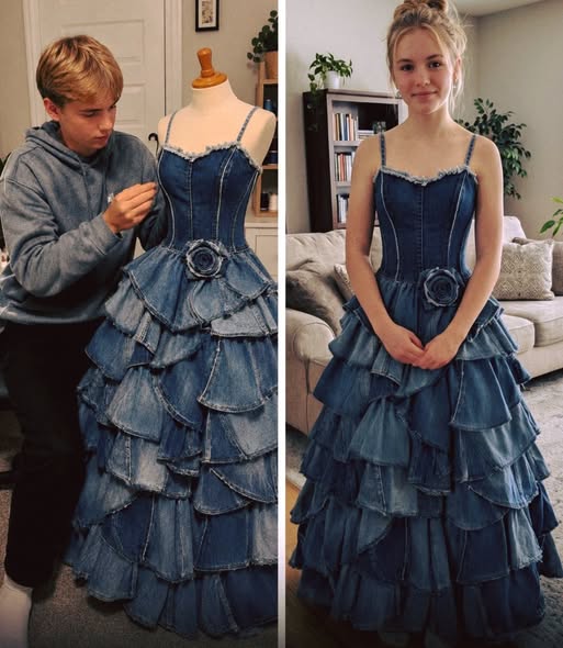 My Stepmother Said No to a Prom Dress Budget — Then My Brother Created One Using Our Late Mom’s Old Jeans