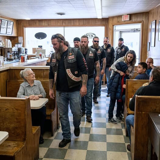 “Elderly Woman Greets Hells Angels, Points Out Her Daughter Shares His Tattoo!”