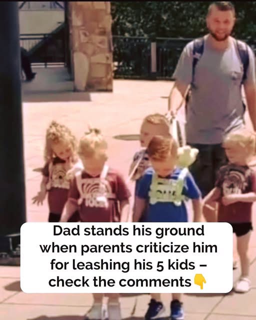 Dad faces backlash after putting leashes on his five 5-year-old quintuplets