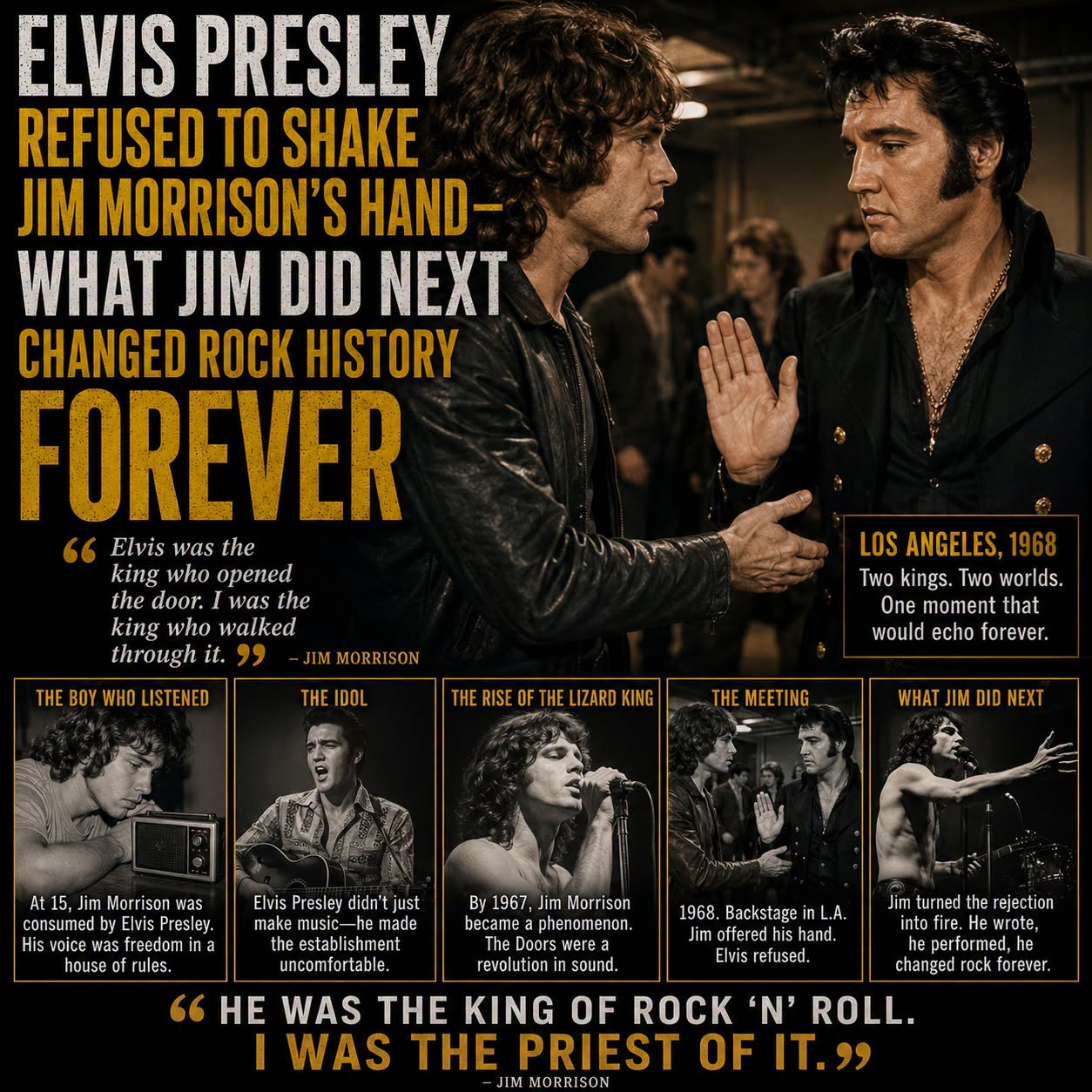 Elvis Presley Refused To Shake Jim Morrisonโs Hand โ What Jim Did Next Changed Rock History Forever