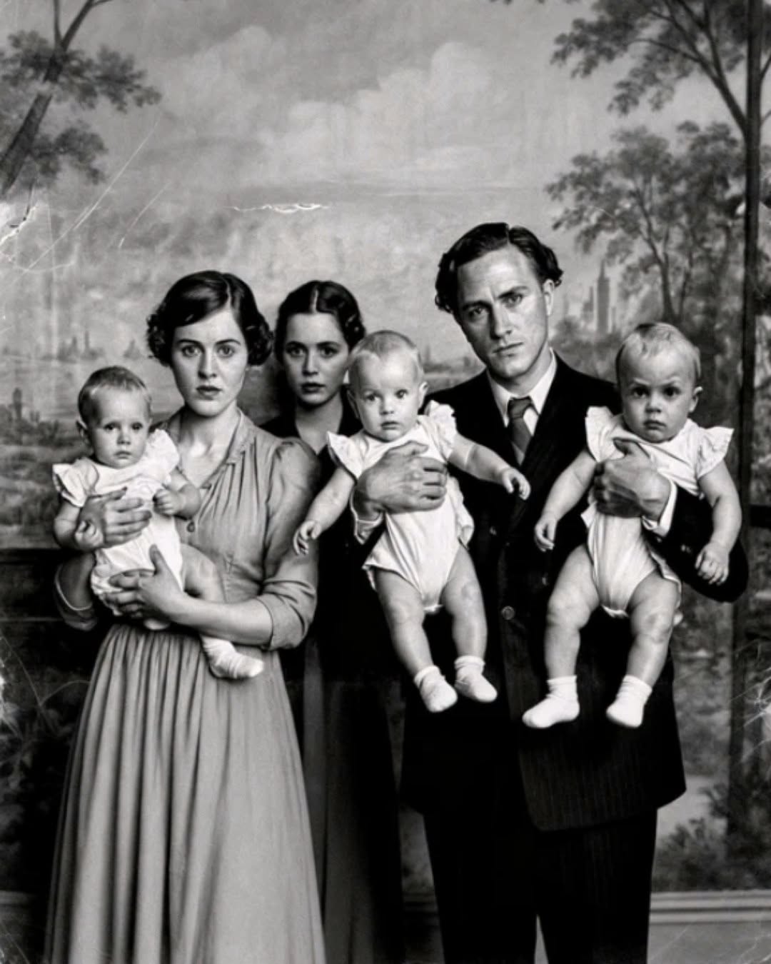 This 1904 family photo seemed ordinary โ until the gaze of the third baby shocked everyone