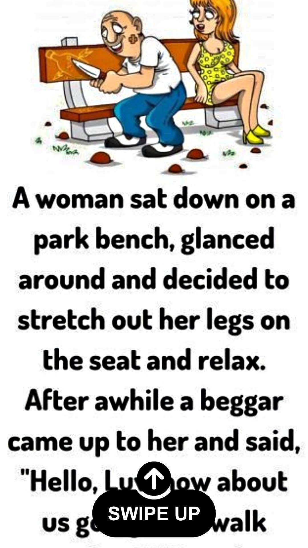 Story: A woman sat down on a park bench
